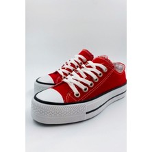 Melen Shoes Skywalk Keten Kırmızı Yüksek Taban Sneaker Spor Ayakkabı