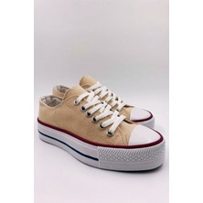 Melen Shoes Skywalk Keten Bej Yüksek Taban Sneaker Spor Ayakkabı