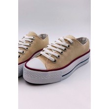 Melen Shoes Skywalk Keten Bej Yüksek Taban Sneaker Spor Ayakkabı