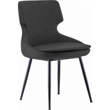 White Furniture Donna Metal Siyah Ayak Poliüretan Sünger Deri Rahat Sandalye