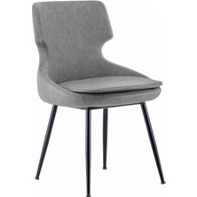 White Furniture Donna Metal Siyah Ayak Poliüretan Sünger Deri Rahat Sandalye