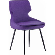 White Furniture Donna Metal Siyah Ayak Poliüretan Sünger Deri Rahat Sandalye