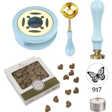 Profisher Davetiye Mum Mühürü Uygulama Seti Mavi Renk 917 Kelebek