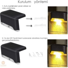 Entelux Solar Güneş Enerjili Şarj Edilen Köşebent Merdiven Veranda Bahçe LED Lamba Siyah (4ADET)