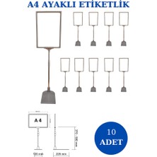 İstanbul Manken 10 Adet Gri A4 Ayaklı Etiketlik Sepet Etiketi Çerçeveli Etiketlik Eşek Askılık Etiketi