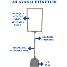 İstanbul Manken 10 Adet Gri A4 Ayaklı Etiketlik Sepet Etiketi Çerçeveli Etiketlik Eşek Askılık Etiketi