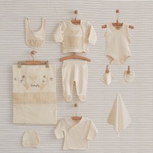 Bebbek 19052 Butterfly Organik 10'lu Hastane Çıkışı Erkek Çocuk Kız Çocuk İçin Ekru Renkli Set