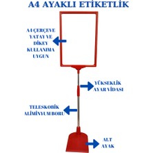 İstanbul Manken 10 Adet Kırmızı A4 Ayaklı Etiketlik Sepet Etiketi Çerçeveli Etiketlik Eşek Askılık Etiketi
