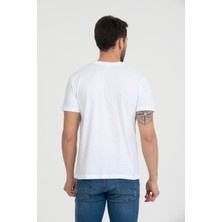 Flits Bisiklet Yaka T-Shirt Beyaz