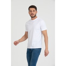 Flits Bisiklet Yaka T-Shirt Beyaz