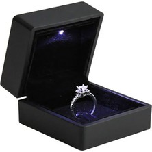 Stil Love Işıklı Siyah Renk Yüzük ve Alyans Kutusu