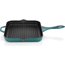 Schafer Guss Chef Döküm Kare Grill Tava 28x28cm-Turkuaz