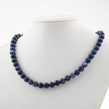 Safnaturel Sodalit 8 mm Dizi Doğal Taş Kolye