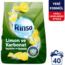 Rinso Toz Çamaşır Deterjanı Limon ve Karbonat Renkliler ve Beyazlar için Derinlemesine Temizlik 6 KG