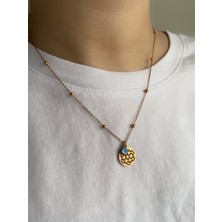 Owentis Çelik Rose Gold Nazar Boncuklu Zarif Yaşam Çiçeği Kolye -Kararma Yapmaz-