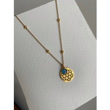 Owentis Çelik Gold Nazar Boncuklu Zarif Yaşam Çiçeği Kolye -Kararma Yapmaz-