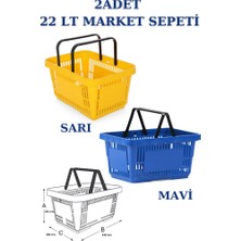 İstanbul Manken 2 Adet 22 Litre Market Sepeti, Alışveriş Sepeti, Saplı Market Sepeti