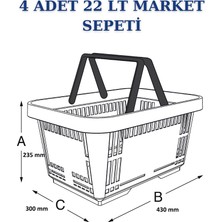 İstanbul Manken 8 Adet 22 Litre Market Sepeti, Alışveriş Sepeti, Saplı Market Sepeti