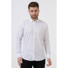 White Stone Ávila G2309 Regular Fit Pamuklu Likralı Gömlek Desenli