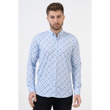 White Stone Barcelona G2311 Pamuklu Likralı Regular Fit Gömlek Desenli