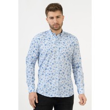 White Stone Cáceres G2314 Regular Fit Pamuklu Likralı Gömlek Desenli