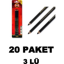 Koh-i-Noor 60 Adet   (20 Paket) Gioconda Extra Charcoal Kömür Füzen Kalem 2-3-4 Numara