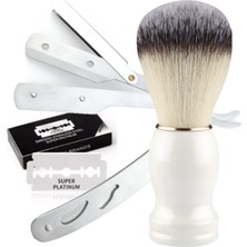 Qualis Shave U3 Full Metal Ustura + F8 Tıraş Fırça + 5'li Platinum Yaprak Jilet