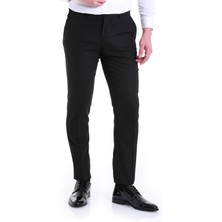 Saykı Siyah Düz Slim Fit Yandan Cep Kumaş Pantolon