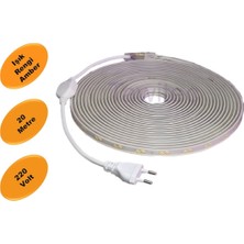 Tawitec Hortum Şerit LED 220 Volt  Su Geçirmez Fiş Dahil Metrede 68 LED 5730 Amber 20 Metre