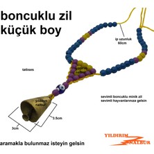 Boncuklu Zil Mini Boy Hayvan Zil Boncuklu Tasma Zil Kuzu Keçi Inek Köpek Çanı