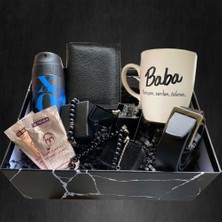 Regalo Babaya Hediye Seti Siyah Deri Cüzdan, Xo Deodorant ve Anlamlı Mesajlı Kupa
