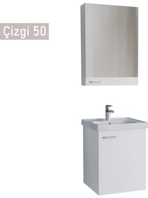 Era Çizgi 50 cm Beyaz Mdf Banyo Dolabı Takımı