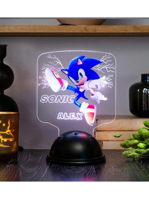 Sevgi Lambası Kirpi Sonic Hediyesi, Çocuk Odası Süper Sonic Hediyesi Isimli LED Lamba, Sonic Tasarım LED Lamba