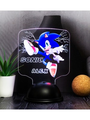 Sevgi Lambası Kirpi Sonic Hediyesi, Çocuk Odası Süper Sonic Hediyesi Isimli LED Lamba, Sonic Tasarım LED Lamba