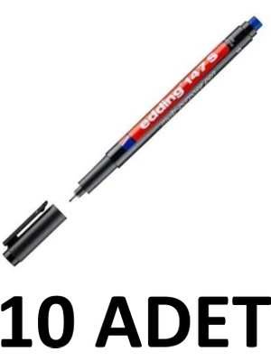 Edding 10 Adet Asetat Kalemi Silgili  E-147S Siyah  CD Kalemi Ince Uçlu Permanent