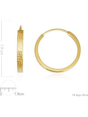 Altınkesesi Altın Düz Desenli Halka Küpe 1.9 cm Gizli Kilit