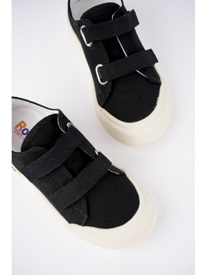 Mcdark Çocuk Spor Ayakkabı Siyah Keten Ortopedik Tabanlı Erkek Çocuk İçin