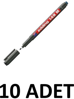 Edding 10 Adet Asetat Kalemi Silgili  E-149M Mavi  CD Kalemi 1 mm Permanent