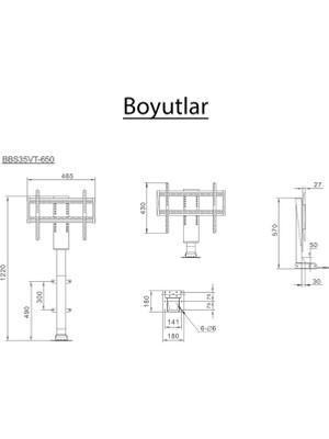 Bibus Tv Ünitesi Orta Boy - 25'' Ile 60'' Arasındaki Tv'ler Için Tv