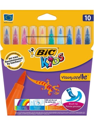 Bic Kids 10LU Kutu Visaquarelle Fırça Uçlu Boya Kalemleri Renkli Seçeneklerle Eğlenceli Çizimler
