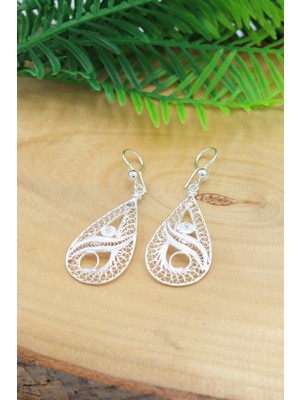 Midyat Nurtaş Gümüş Damla Model Telkari Kadın Gümüş Küpe 201022160