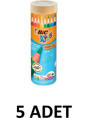 Bic 5 Adet Kids Evolution Triangle Üçgen Jumbo Boya Kalemi 12+1 Renk Metal Tüp