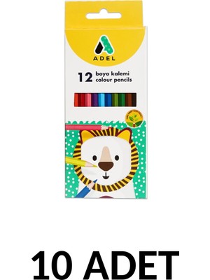 Adel 10 Adet Kuru Boya Kalemi 12 Renk Tam Boy