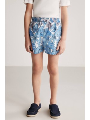 Hemington Yaprak Desenli Gök Mavisi Quick Dry Çocuk Mayo