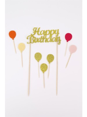 Le Mabelle Gold Happy Birthday Balon Pasta Süsü