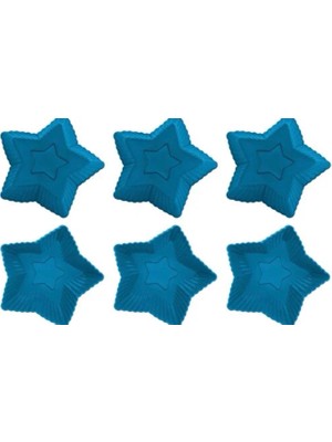 Pink Rose Bybirgül Mavi 12LI Silikon Mini Yıldız Kek Kalıbı,muffin Kalıbı,cupcake Kalıbı 12 Adet