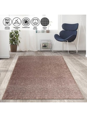 Carpettex Modern Düz Kırçıllı Rose Beyaz Halı Kaymaz Taban Yıkanabilir