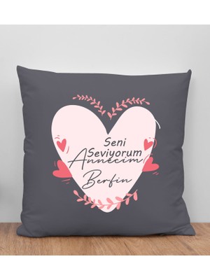 Bk Gift Kişiye Özel Isimli Anneler Günü Tasarımlı Antrasit Kırlent Yastık, Anneye Hediye, Ev Dekorasyonu, Anneler Günü Hediyesi-10