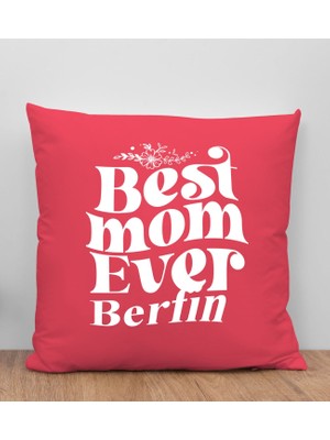 Bk Gift Kişiye Özel Isimli Anneler Günü Tasarımlı Kırmızı Kırlent Yastık, Anneye Hediye, Ev Dekorasyonu, Anneler Günü Hediyesi-1