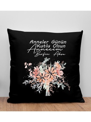 Bk Gift Kişiye Özel Isimli Anneler Günü Tasarımlı Siyah Kırlent Yastık, Anneye Hediye, Ev Dekorasyonu, Anneler Günü Hediyesi-9